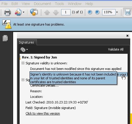 pdf signature not showing